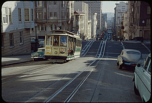 街景,有轨电车,旧金山,加利福尼亚,美国,街道,历史