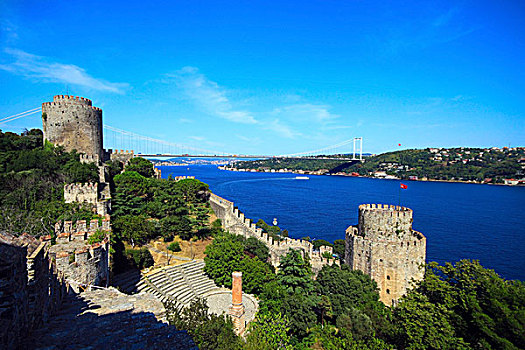 城堡,博斯普鲁斯海峡,桥,伊斯坦布尔