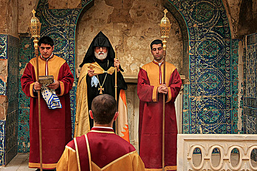 亚美尼亚人,东正教,典礼,房子,锡安山,耶路撒冷,以色列
