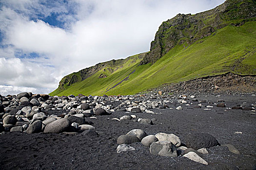 火山岩,海滩,沙子,石头,岬角,戴尔赫拉伊,冰岛,欧洲