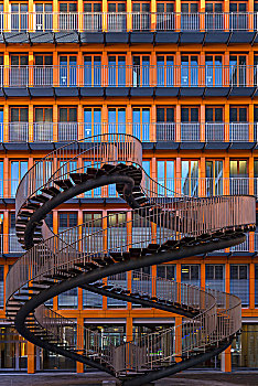 无限,楼梯,双螺旋,雕塑,艺术家,建筑,慕尼黑,巴伐利亚,德国,欧洲