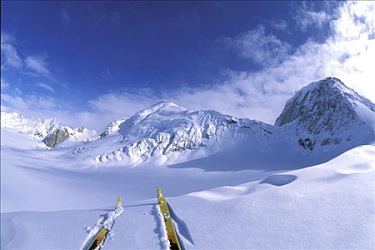 阿拉斯加山脉,越野滑雪,冬天,滑雪,山,天空,云