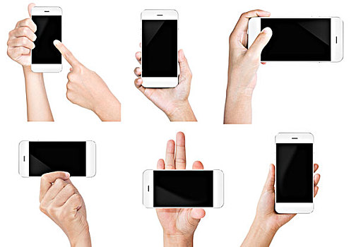 手,拿着,白色,现代,机智,电话,展示,显示屏,隔绝