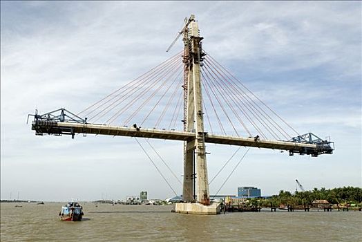 新,建筑,吊桥,湄公河,越南,东南亚
