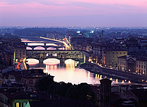 城市,佛罗伦萨,黃昏,意大利,欧洲