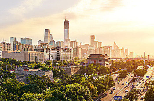 北京东便门古建筑与cbd建筑群