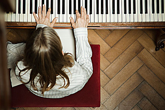 女人,演奏,钢琴