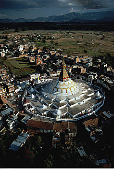 俯视,博德纳,加德满都山谷,尼泊尔