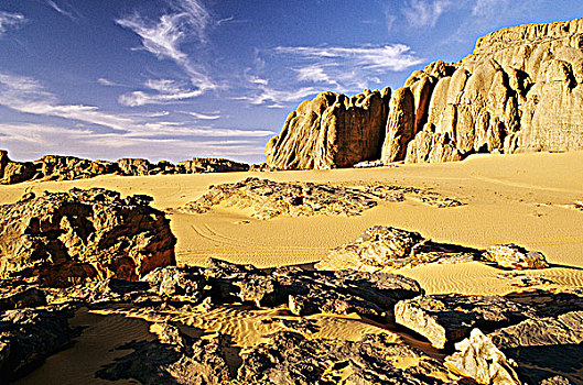 阿尔及利亚,阿哈加尔,砂岩,悬崖