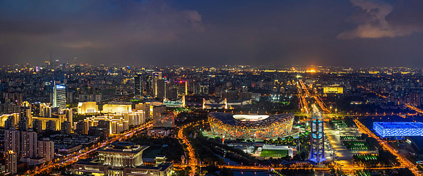 奥林皮克塔夜景-鸟瞰北京城