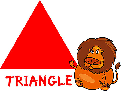 三角形,形状,卡通,狮子