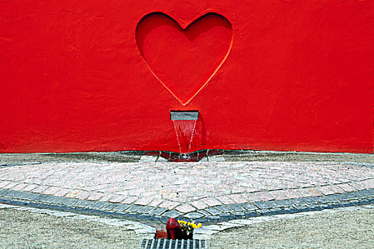红色,心形,墙壁,花园,展示,石荷州,德国,欧洲
