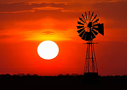 风车,日落,纳米比亚