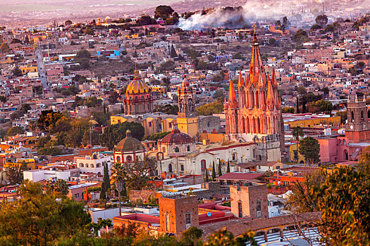 圣米格尔,墨西哥,俯瞰,晚间