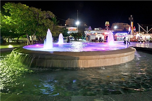 喷泉,海边,城市,夜晚