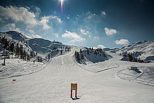滑雪坡,标志物,滑雪,滑雪胜地,萨尔茨堡,奥地利,欧洲