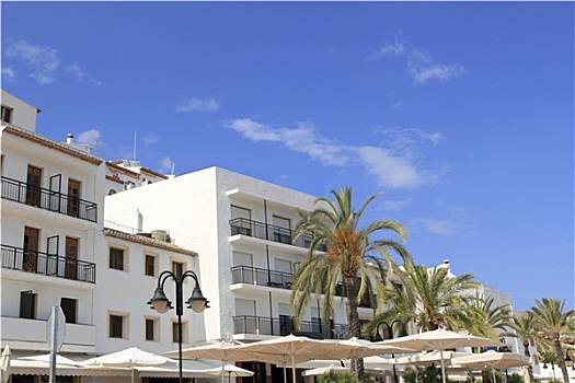 白房子,棕榈树,地中海,西班牙