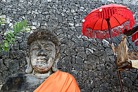 雕塑,伞,四季,胜地,巴厘岛,金巴兰,湾,印度尼西亚,东南亚
