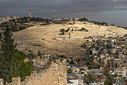 风景,阿拉伯,市场,老,耶路撒冷,城市,墓地,背景,以色列