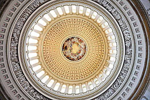 圆形建筑,穹顶,壁画,华盛顿,美国,国会,国会山,华盛顿特区