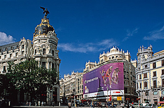 新艺术,建筑,城市,格兰大道,马德里,西班牙,欧洲