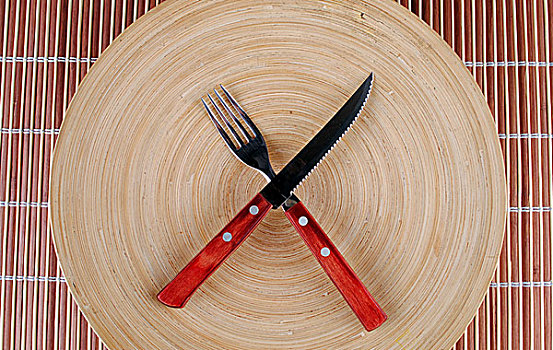 木质,圆,盘子,红色,餐具,竹子