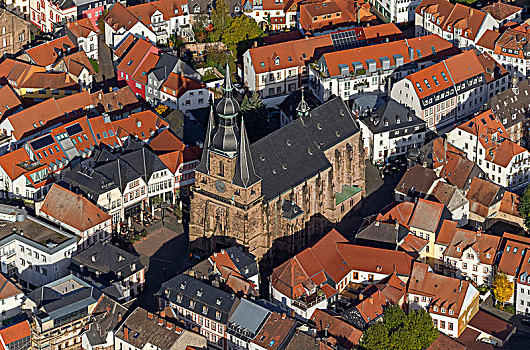 航拍,大教堂,萨尔布吕肯,萨尔州,德国,欧洲