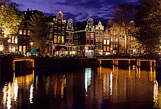 荷兰,房子,阿姆斯特丹,夜晚