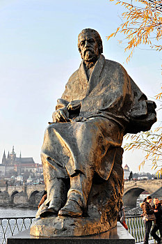 斯美塔那,纪念建筑,伏尔塔瓦河,布拉格,捷克共和国,欧洲