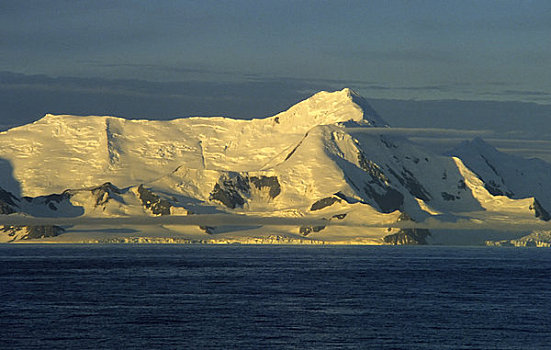 南极,冰山,正面,半岛,海岸,晚间,阳光