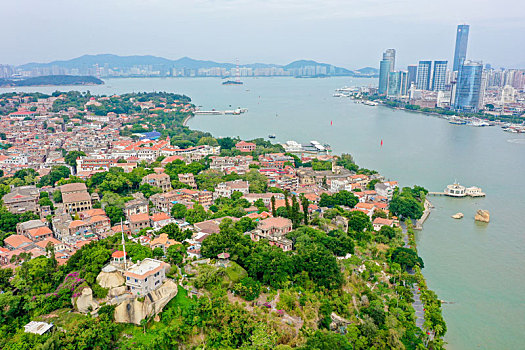 航拍福建厦门鼓浪屿风景名胜区风光