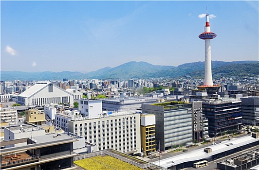 京都,日本,天际线,京都塔