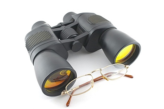 双筒望远镜,眼镜,上方,白色