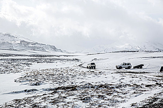 交通工具,途中,冰河,冰岛