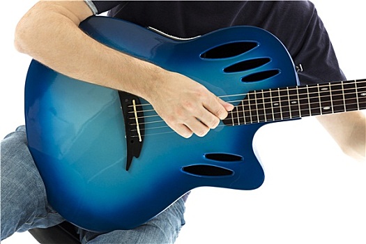 吉他手,蓝色,吉他,白色背景,背景