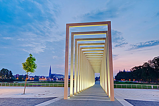柱廊,入口,场所,联邦,花园,展示,2009年,修威林,梅克伦堡前波莫瑞州,德国,欧洲