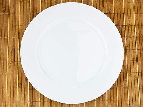 白色,盘子,竹子,餐巾