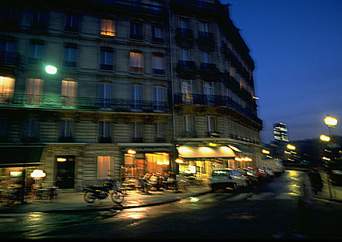 法国,巴黎,街道,夜晚