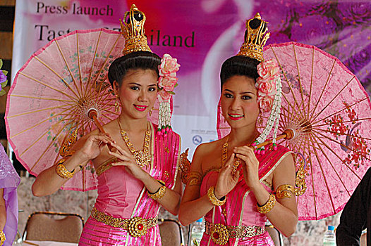 年轻,女式,泰国,泰国食品,节日,达卡,孟加拉,2008年