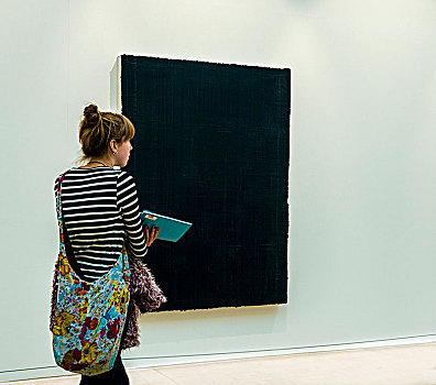 女人,看,黑色,现代艺术,画廊,利兹
