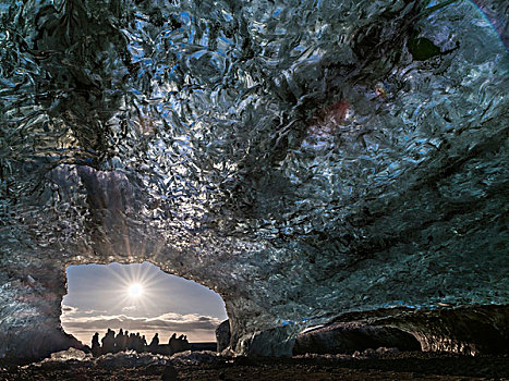 冰,洞穴,冰河,瓦特纳冰川,国家公园,旅游,入口,大幅,尺寸