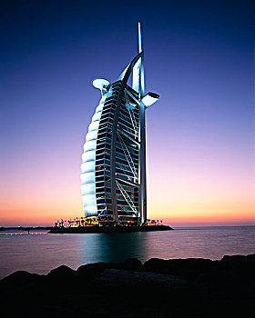 帆船酒店,迪拜,第一,七星级,酒店,日落