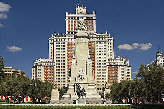 西班牙,马德里,西班牙广场,纪念建筑,堂吉诃德,爱德菲斯
