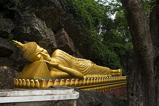 老挝,琅勃拉邦,山,卧佛