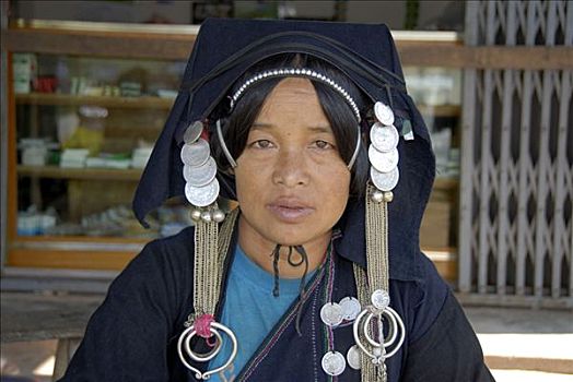 女人,阿卡族,部落,省,老挝,东南亚