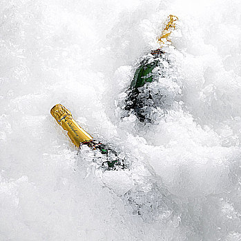 香槟酒瓶,冰