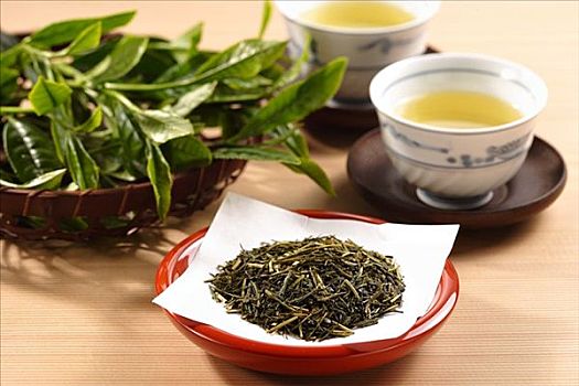 日本绿茶,新鲜,干燥
