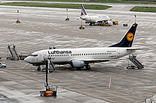 汉莎航空公司,波音,斯图加特,机场,巴登符腾堡,德国,欧洲