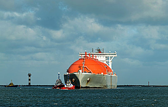 液化石油气,液体,天然气,油轮,进入,鹿特丹,港口,码头,新
