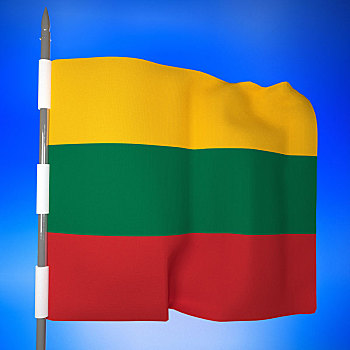 立陶宛,旗帜,上方,蓝天
